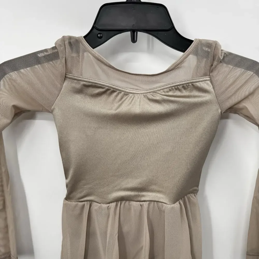 Midi Dress Latte Tan Dance Costume Recital Contemporary Lyrical Child Small 6/6X